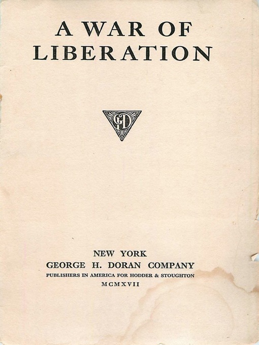 Title details for A War of Liberation by Anonymous - Available